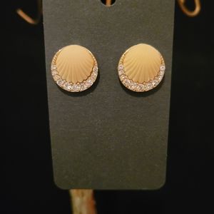 Estate Vintage Shell & Rhinestone Earrings
